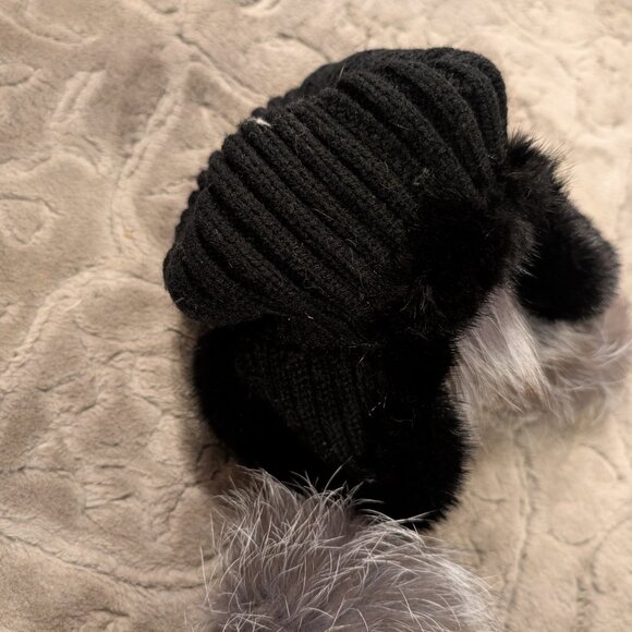 Mink ans silver fox knitted winter hat - Picture 4 of 4